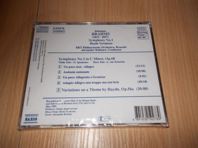 BRAHMS: SYMPHONY NO. 1 . HAYDN VARIATIONS (CD)