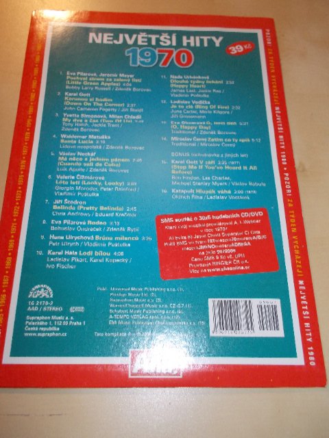 Various Artists - NEJVĚTŠÍ HITY 1970 (CD v pošetce) > varianta 1970