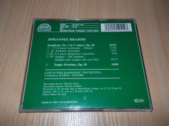 BRAHMS - SYMPHONY NO.1 TRAGIC OVERTURE (CD) BAZAR ROZBALENO 