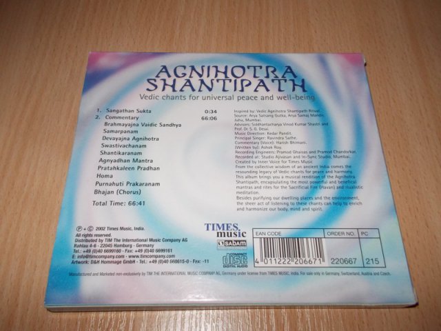 MEDITAČNÍ HUDBA - AGNIHOTRA SHANTIPATH (CD) BAZAR ROZBALENO 