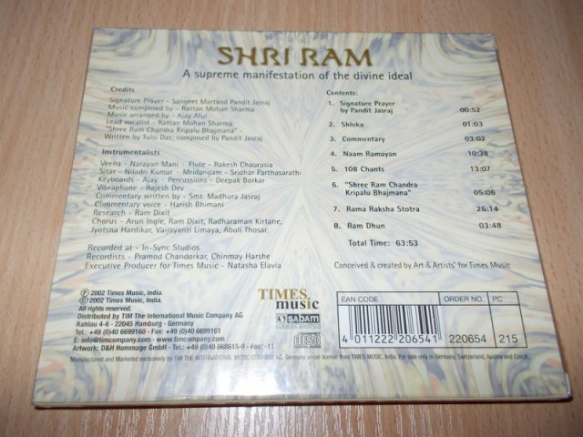 MEDITAČNÍ HUDBA - SHRI RAM (CD) BAZAR ROZBALENO 