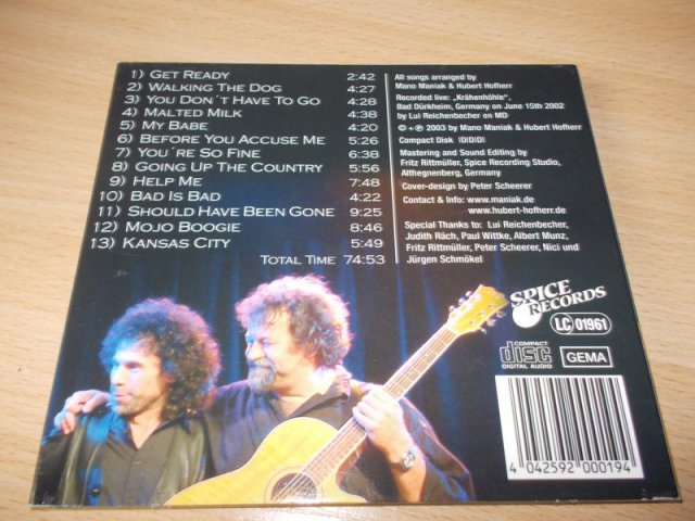 MANO MANIAK & HUBERT HOFHERR - LIVE ID DER KRAHENHOHLE (CD) BAZAR ROZBALENO 