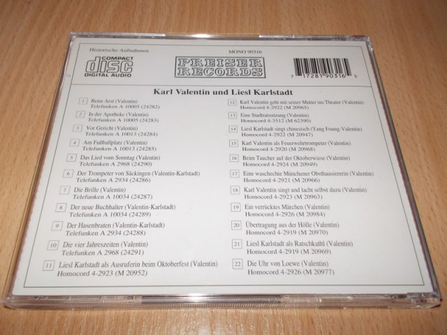 KARL VALENTIN - UND LIESL KARLSTADT (CD)