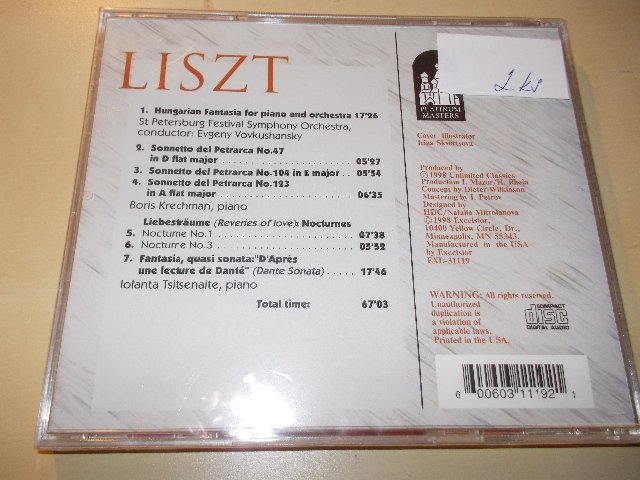 LISZT - PIANO WORKS - ST. PETERSBURG FESTIVAL SYMPHONY ORCHESTRA (CD)