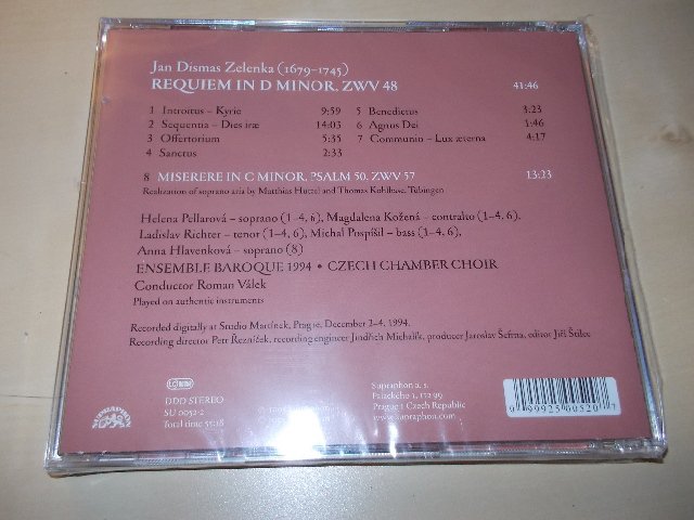 Jan Dismas Zelenka - REQUIEM - MISERERE (CD)
