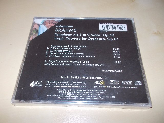 BRAHMS - Symphony No.1. Tbilisi Symphony Orchestra - Djansung Kakhidze (CD)