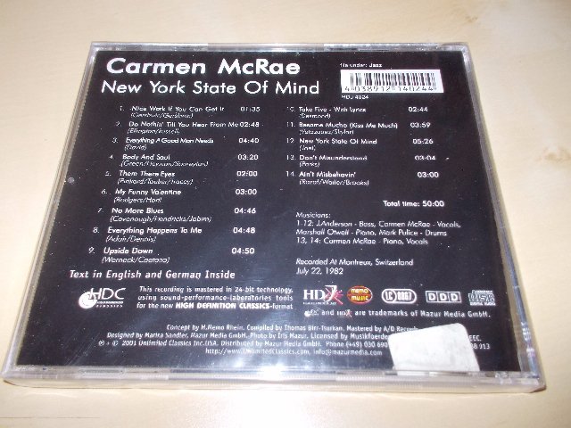 Carmen Mcrae - New York State of Mind (CD)