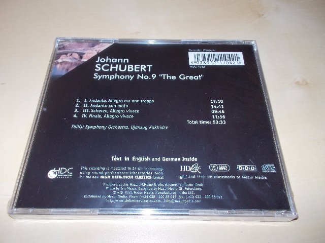SCHUBERT. Symphony No.9 - The Great - Tbilisi Symp. Orch. - Djansung Kakhidze (CD)
