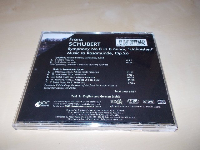 SHUBERT. Symphony No.8 - Unfinished - Music to Rosaminde (CD) BAZAR
