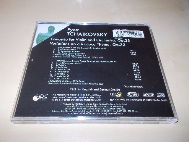TCHAIKOVSKY. Concerto forViolin & Orchestra. St Petersburg Radio & TV Orchestra S. Gorkovenko (CD)