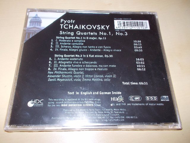 TCHAIKOVSKY. String Quartest No.1,No.3. New Philharmonic Quartet (CD)
