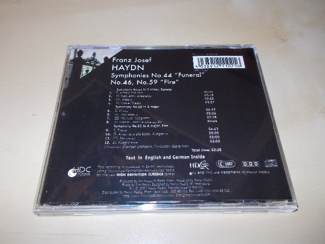 HAYDN - Symphonies No.44 Funeral,No.46,No.59 Fire - Georg Mais (CD) BAZAR
