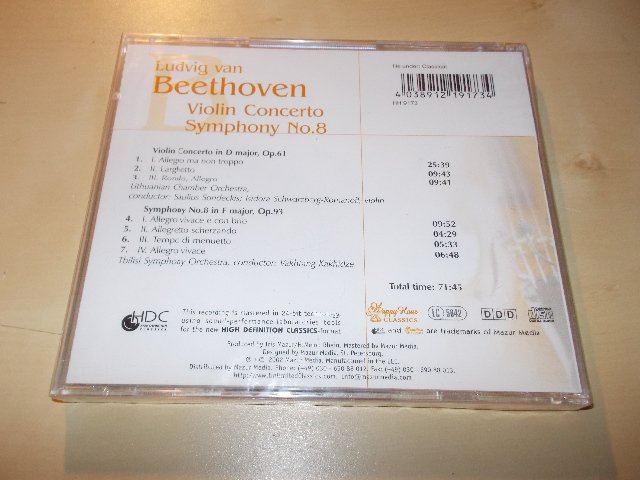 LUDWIG VAN BEETHOVEN - VIOLIN CONCERTO SYMHONY No. 8 (CD) BAZAR ROZBALENO