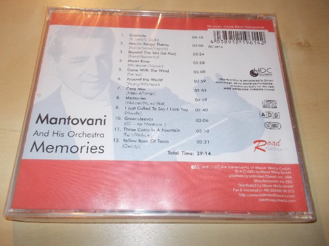 MANTOVANI AND HIS ORCHESTRA - MEMORIES  (CD)