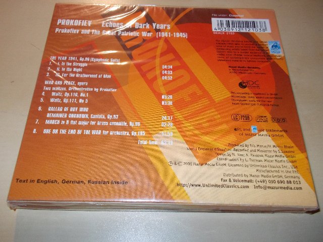 PROKOFIEV - ECHOES OF DARK YEARS (CD)
