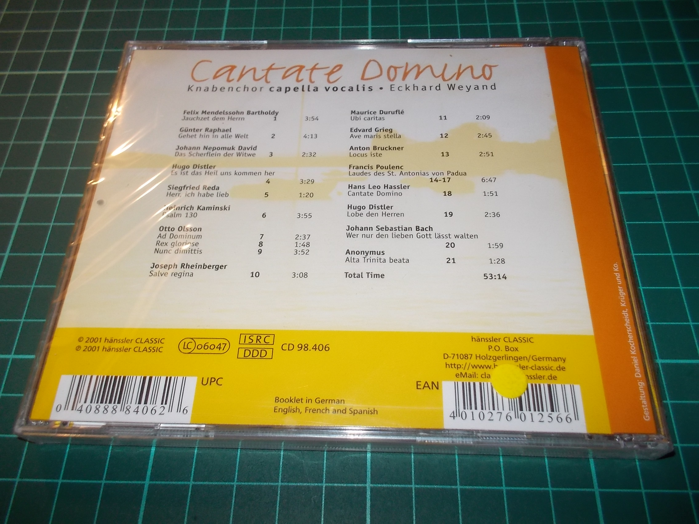 Knabenchor Capella Vocalis, Eckhard Weyand - Cantate Domino (CD)