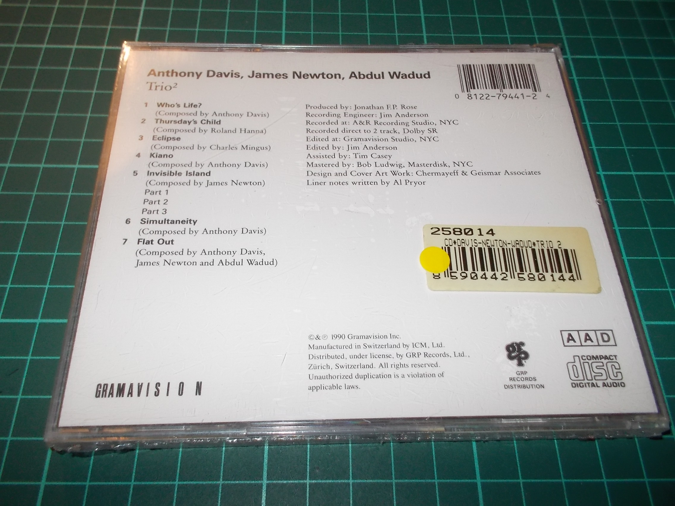 Anthony Davis  - James Newton - Abdul Wadud – Trio² (CD)