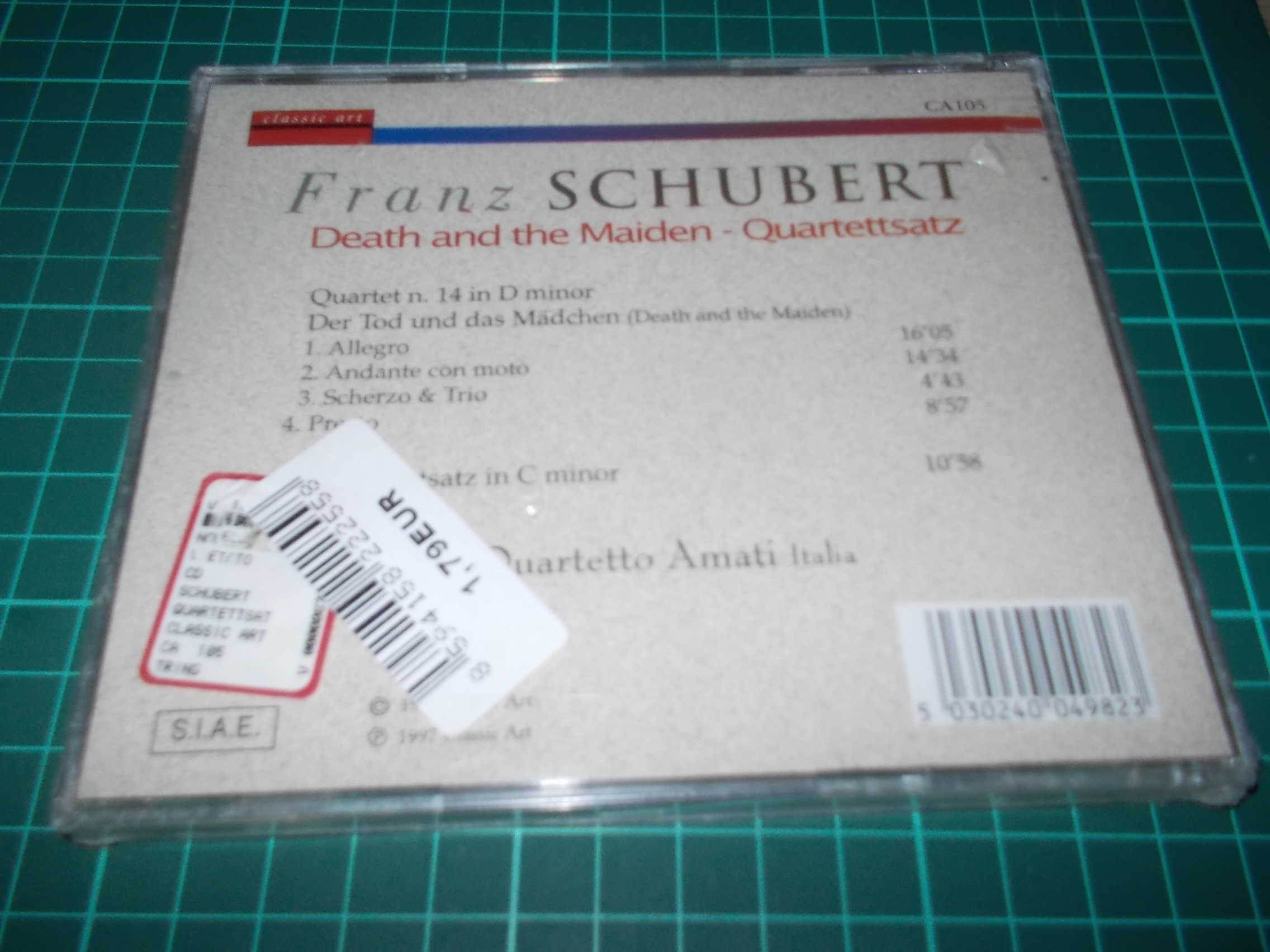 Franz Schubert, Quartetto Amati - Death And The Maiden - Quartettsatz (CD)