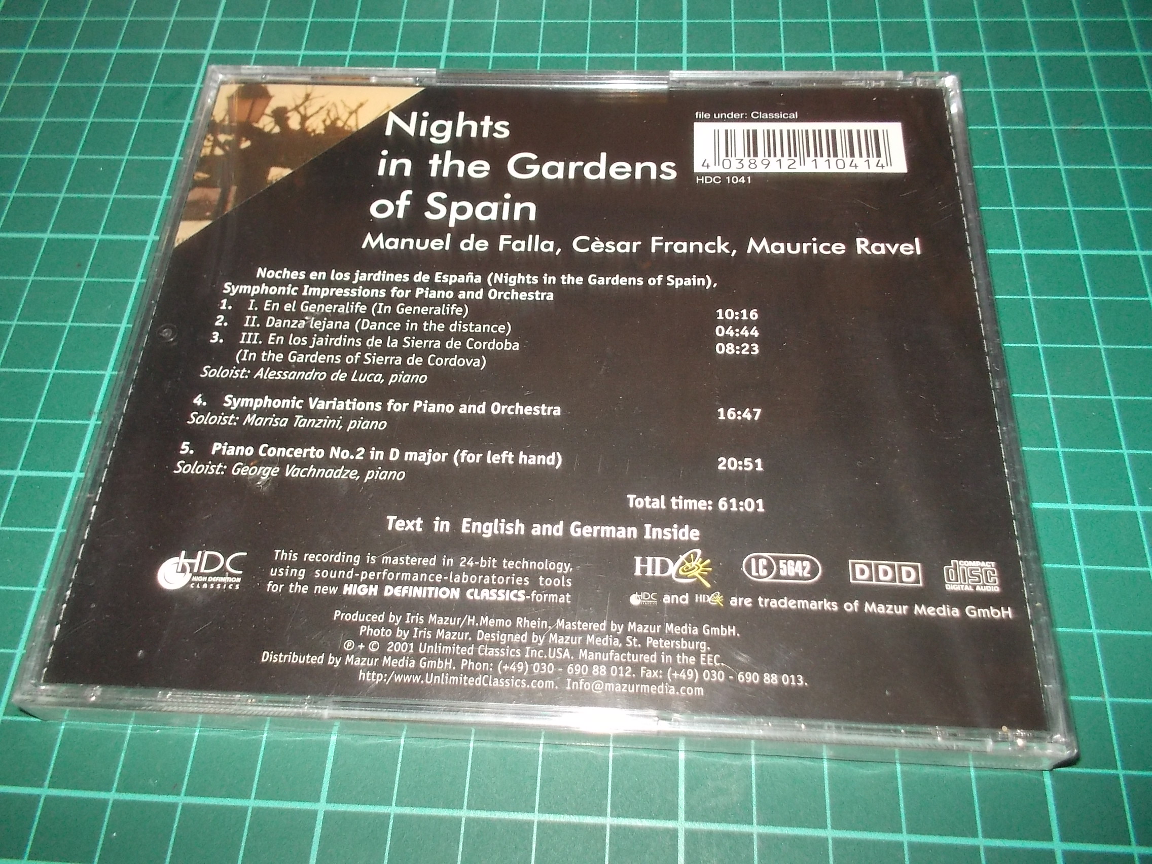DE FALLA, FRANCK, RAVEL. - Nights in the Gardens of Spain. - Tbilisi Symphiny Orchestra, conductor: Djansug Kakhidze (CD)