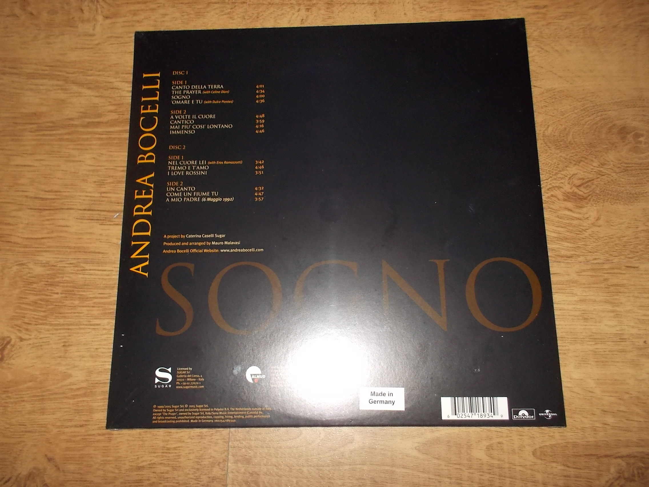 ANDREA BOCELLI - SOGNO (2Vinyl-LP)